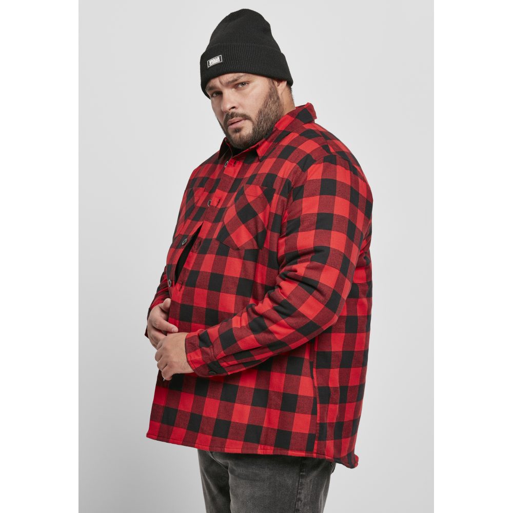 Urban Classics - Padded Check Flannel Overhemd - Zwart/Rood